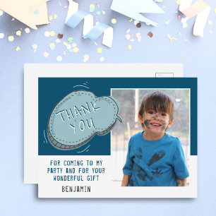 Postal Cartão de Foto de Aniversário Obrigado Nuvem Azul 