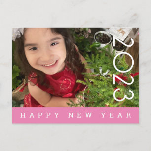 Postal Cartão de Foto de Ano Novo 2023 Borda Rosa