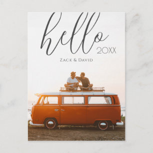 Postal Cartão de Foto de Ano Novo Feliz com Letra Moderna