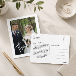 Postal Cartão de Foto de Casamento Agradecimento Moderno