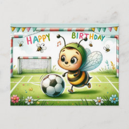 Postal Cartão de Futebol de Aniversário Bee-utiful - Fofo