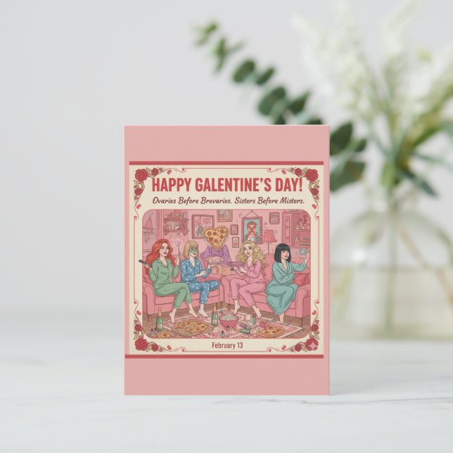 Postal Cartão de Galentine's Day Personalizado (Em pé/Frente)