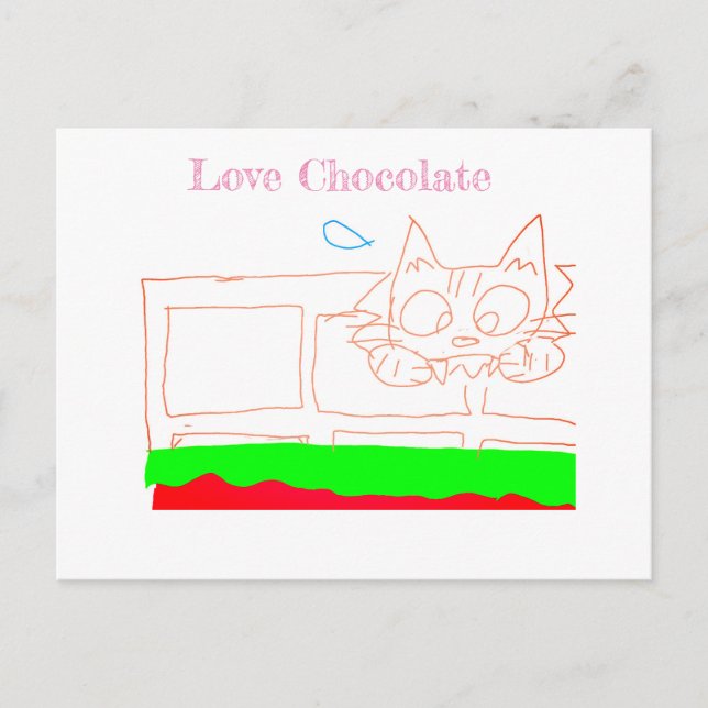 Postal cartão de gato chocolate (Frente)