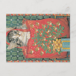 Postal Cartão de gato natalino