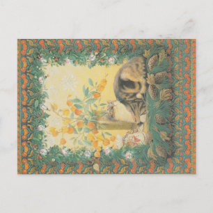 Postal Cartão de gato natalino