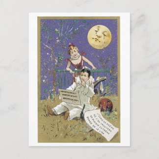 Postal Cartão de grito do Victorian do poema da lua
