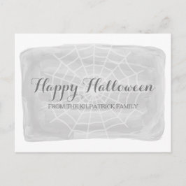 Postal Cartão de Halloween de Teia de Aranha com Aquarela