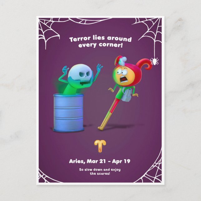 Postal Cartão de Halloween para Áries (Frente)
