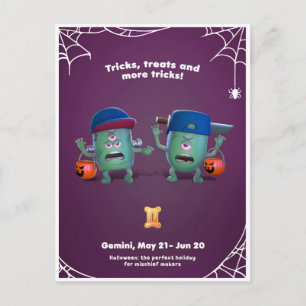 Postal Cartão de Halloween para Gêmeos