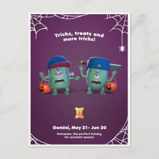 Postal Cartão de Halloween para Gêmeos