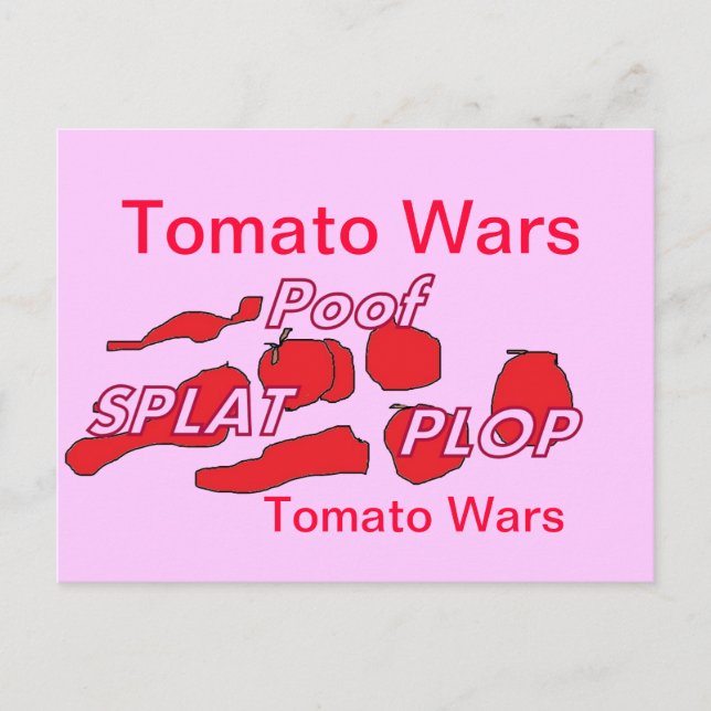 Postal Cartão de Humor de Tomate em Guerra (Frente)