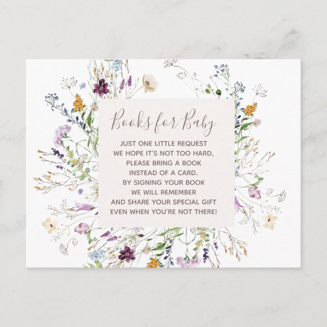 Postal cartão de inserção Wildflowers Baby Books (Frente)