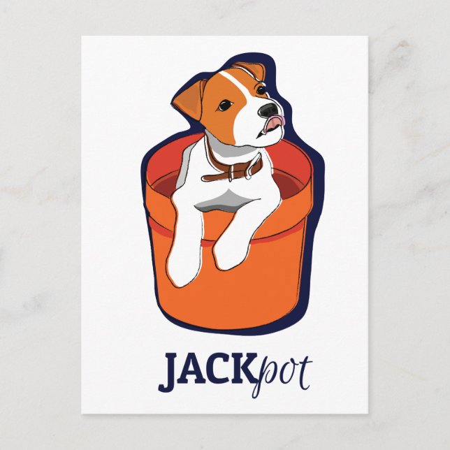 Postal Cartão de Jack Russell Terrier do "jackpot" (Frente)