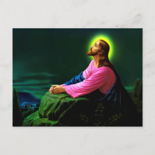 Postal Cartão de Jesus Rezando Católico Poster