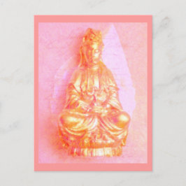 Postal Cartão de Kwan Yin do Rosa-Ouro
