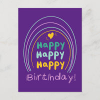 Cartão de Letreiro de Feliz Aniversário Arco-Íris