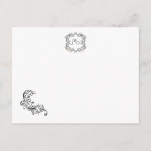 Postal Cartão de Local de Casamento Preto/Branco