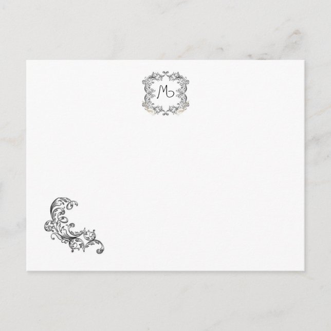 Postal Cartão de Local de Casamento Preto/Branco (Frente)