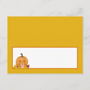 Postal Cartão de Local Escrito outono outono Pumpkin Beb
