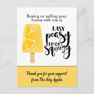 Postal Cartão de Marketing Imobiliário Easy Peasy Lemon