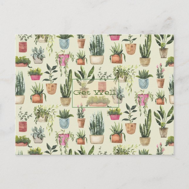 Postal Cartão de Melhoras com Plantas em Vasos (Frente)