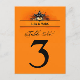 Postal Cartão de Mesa de Casamento - Amor de Halloween La