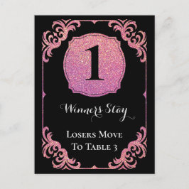 Postal Cartão de Mesa Um Glitter Rosa Elegante para Bunco