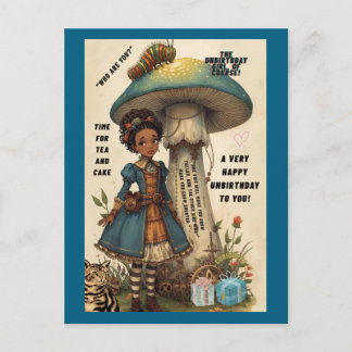 Postal Cartão de Não Aniversário de Alice e Lagarta