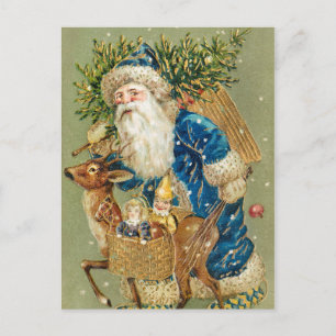 Postal Cartão de Natal Antigo Santa Antiquado