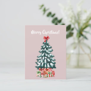 Postal Cartão de Natal Árvore de Natal Elegante e Nevada