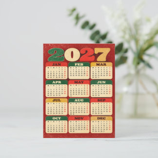 Postal Cartão de Natal – Calendário Retro 2027