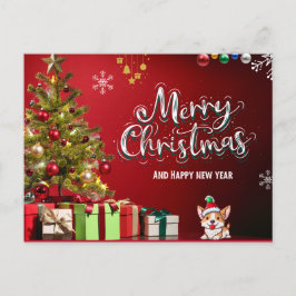 Postal Cartão de Natal Colorido Vermelho e Verde Feliz