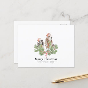 Postal Cartão de Natal com a família de Cães Cachorros Ba