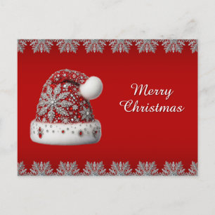 Postal Cartão de Natal com Chapéu Vermelho de Papai Noel