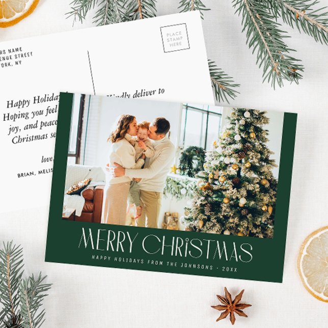 Postal Cartão de natal com fotografia mínima da Trendy (Criador carregado)