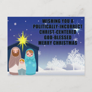 Postal Cartão de Natal Cristão Politicamente Incorreto