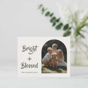 Postal Cartão de Natal da Família com Foto Bright & Bless