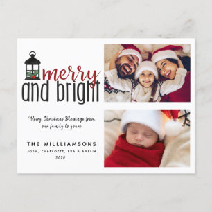 Postal Cartão de Natal da família de fotos Feliz e Bright