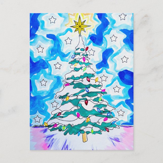 Postal Cartão de Natal de Árvore de Natal (Frente)