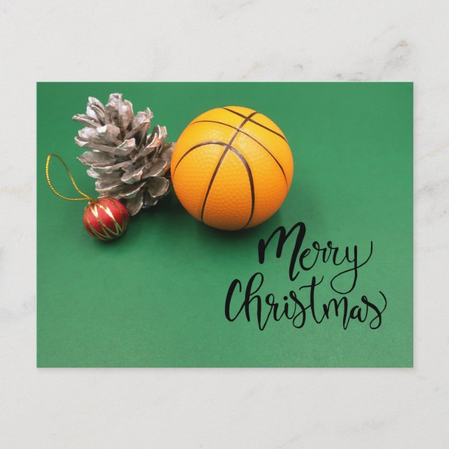 Postal Cartão de Natal de Basquete  (Frente)