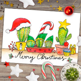 Postal Cartão de Natal de cacto por Nicole Janes