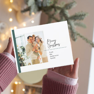 Postal Cartão de Natal de Família com Foto   VerdeFeliz N
