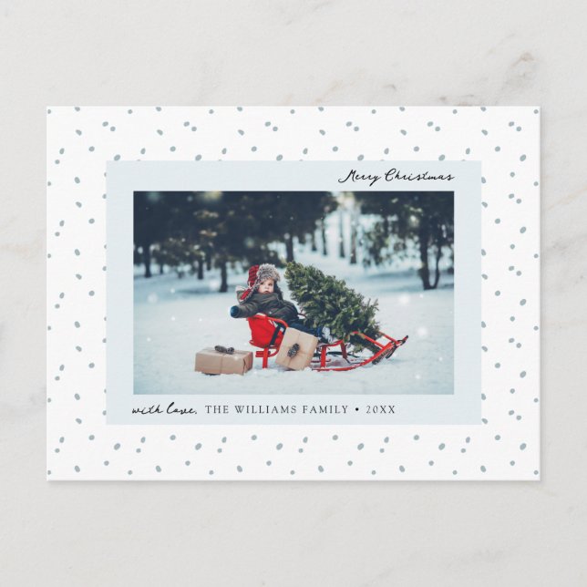 Postal Cartão de Natal de Férias com Foto de Neve (Frente)