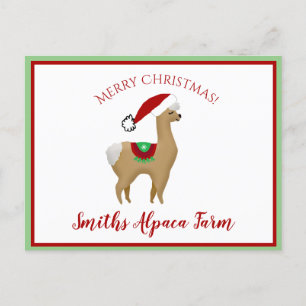 Postal Cartão de Natal de Férias de Alpaca