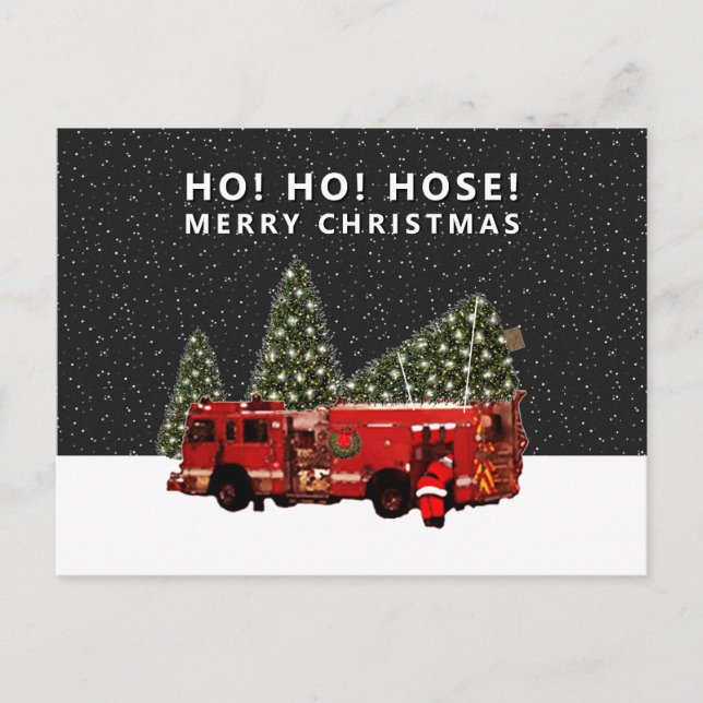 Postal Cartão de Natal de Férias de Bombeiro (Frente)