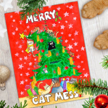Cartão de Natal de gato engraçado