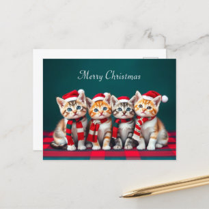 Postal Cartão de Natal de Gatos de Cartoon Bonito Pet Lov