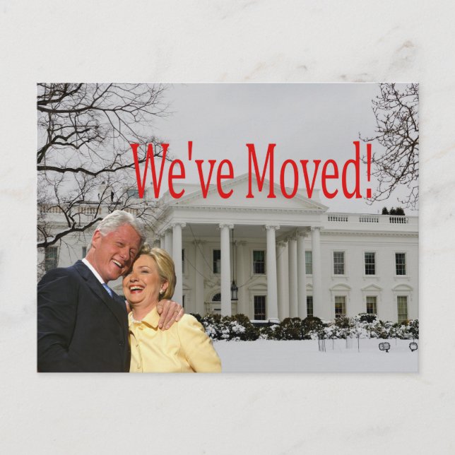 Postal Cartão de Natal de Hillary & Bill New Address (Frente)