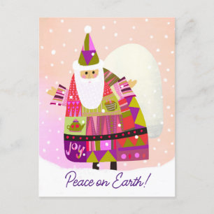 Postal Cartão de Natal de Inverno Bonito Paz na Terra Fér