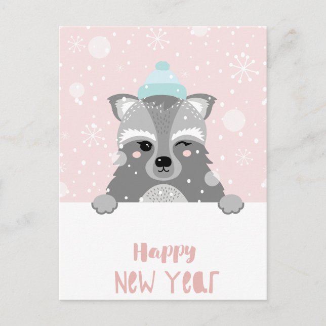 Postal Cartão de Natal de Inverno Fofo (Frente)